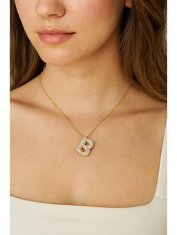 VIEN - Micro Inlaid Zircon Letter Pendant 18K Gold Cubic Zirconia Gold Plated Necklace