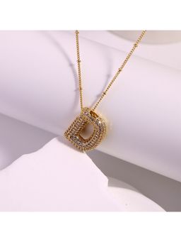 VIEN - Micro Inlaid Zircon Letter Pendant 18K Gold Cubic Zirconia Gold Plated Necklace