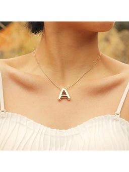 VIEN - Bubble Letter Chunky Balloon Letter Initial Gold Plated Necklace