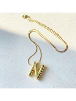 VIEN - Bubble Letter Chunky Balloon Letter Initial Gold Plated Necklace
