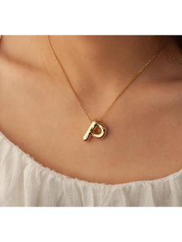 VIEN - Bubble Letter Chunky Balloon Letter Initial Gold Plated Necklace