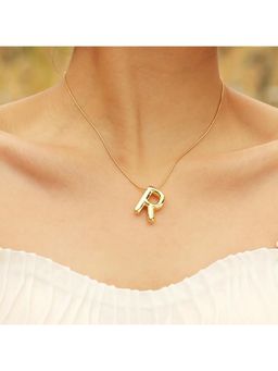 VIEN - Bubble Letter Chunky Balloon Letter Initial Gold Plated Necklace