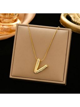 VIEN - Bubble Letter Chunky Balloon Letter Initial Gold Plated Necklace