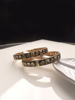 Peach Tassels - Designer Kundan Golden Polish Beautiful Bangle