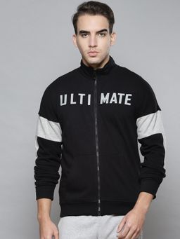 Alcis - Men Black Typography Printed Cotton Sporty Jacket