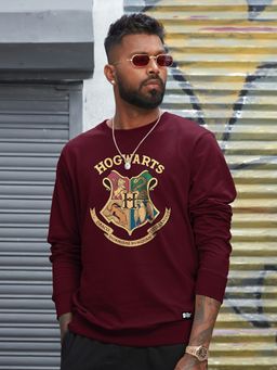 The Souled Store - Men Official Harry Potter Hogwarts Sigil Burgundy Sweatshirts