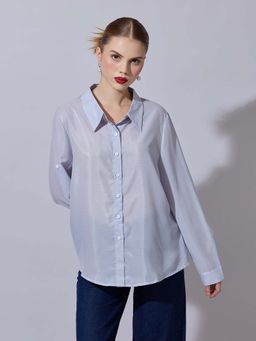 SHOWOFF - Women Lavender Semi-Sheer Button-Down Shirt