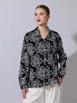 SHOWOFF - Women Black embroidered Shirt