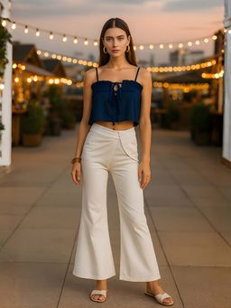 Don’t be basic - Navy Blue Solid Crop Top