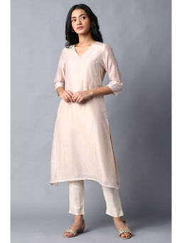 W - Pink Solid Kurta
