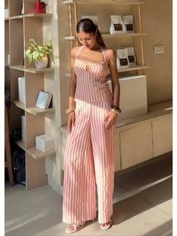 Shubh Shree Studio - Pink Striped Amalfi Co-Ord Set