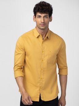 Spykar - Men Sulphur Yellow Cotton Slim Fit Plain Shirt