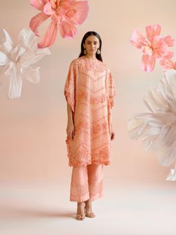CHANDRIMA - Apricot Multitoned Cutwork Kaftan