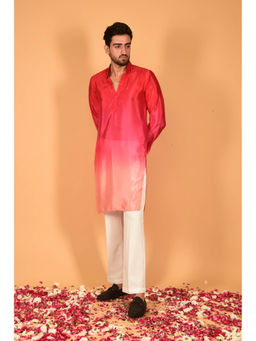 LAALZARI - Red Ombre Chinon Kurta Set (Set of 2)