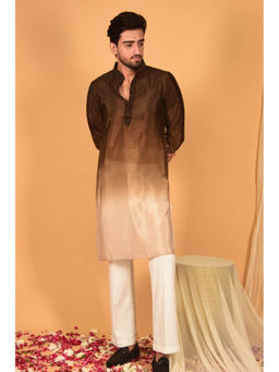 LAALZARI - Brown Ombre Chinon Kurta Set (Set of 2)