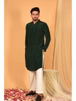 LAALZARI - Forest Green Solid Kurta Set (Set of 2)