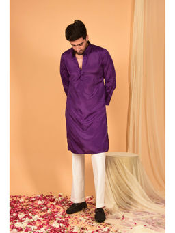 LAALZARI - Purple Crepe Solid Kurta Set (Set of 2)