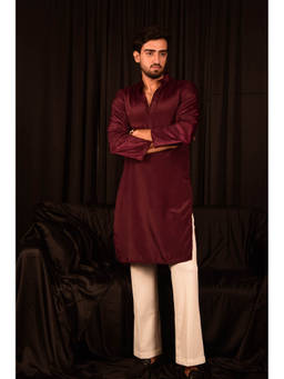 LAALZARI - Dark Brown Crepe Straight Kurta Set (Set of 2)