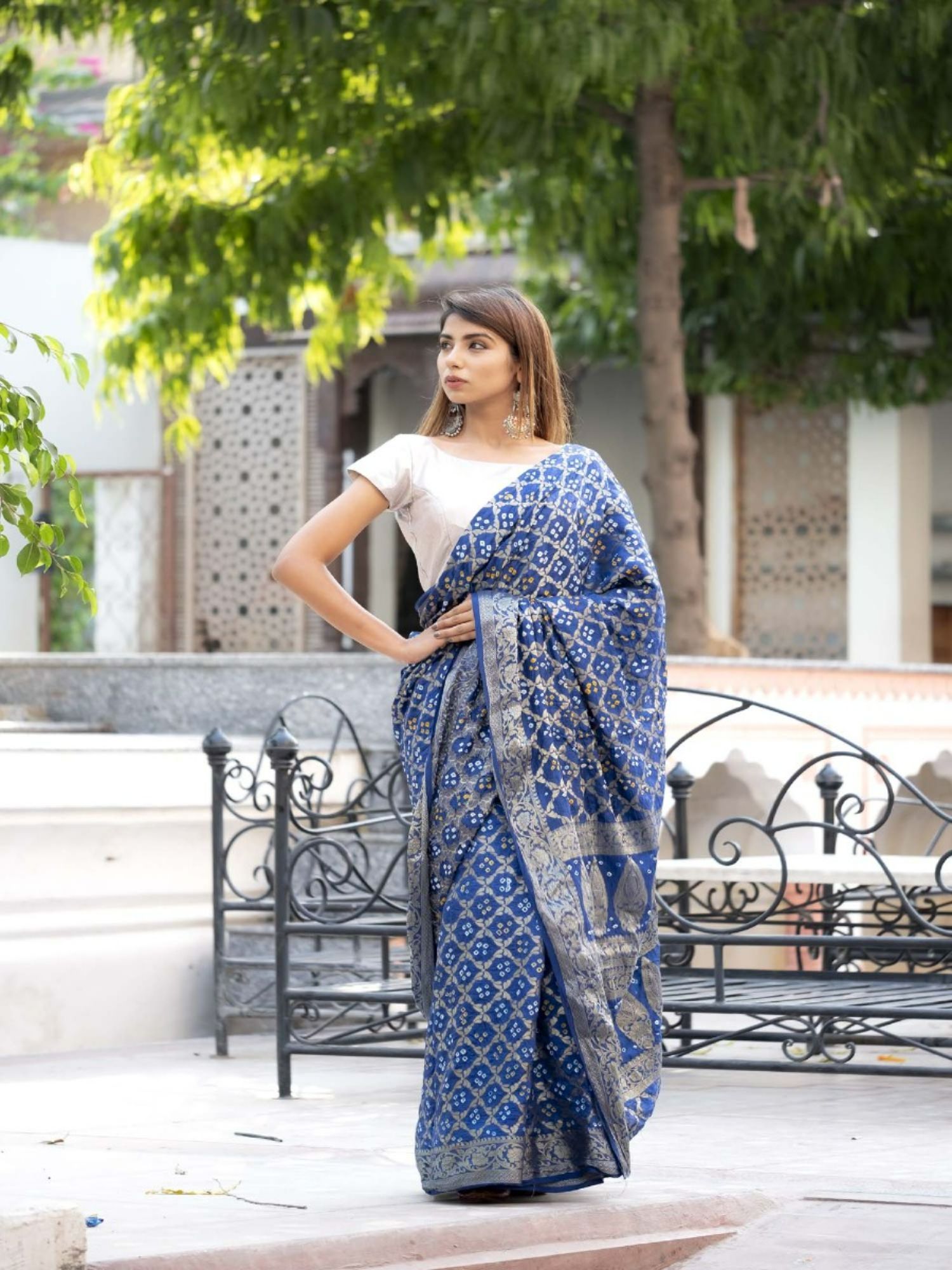 silver printed blouse