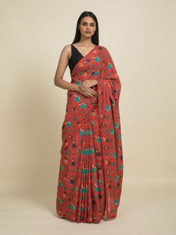 Suta - Red Digital Print Cotton Saree