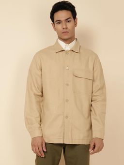 Fabindia - Neutral Beige Cotton Linen Utility Jacket