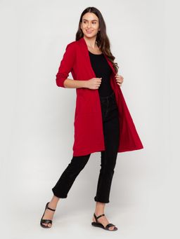 Zink London - Women's Maroon Solid Shrug