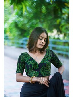 MONRI - Women Embroidered V Neck Stitched Green Blouse