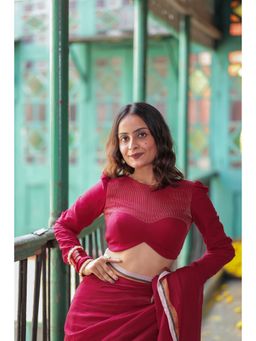 MONRI - Full Sleeves Stitched Red Blouse