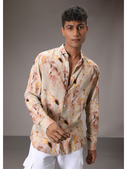 Banana Club - Beige Abstract Casual Shirt