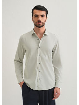 Banana Club - Grey Solid Plain Casual Shirt