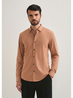 Banana Club - Beige Solid Plain Casual Shirt