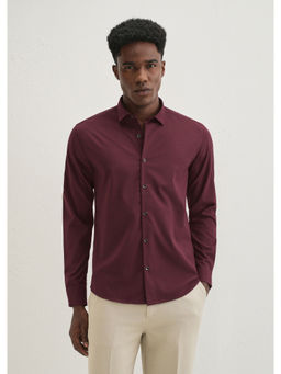 Banana Club - Maroon Solid Plain Casual Shirt