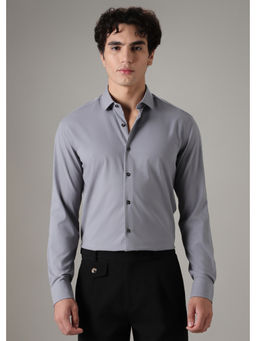 Banana Club - Grey Solid Plain Formal Shirt