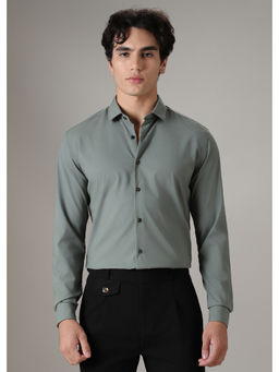 Banana Club - Green Solid Plain Casual Shirt