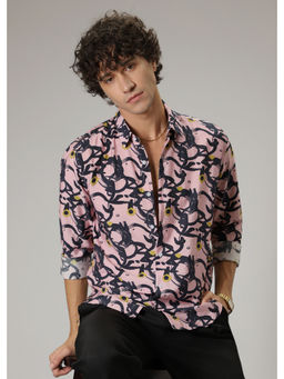 Banana Club - Pink Abstract Casual Shirt