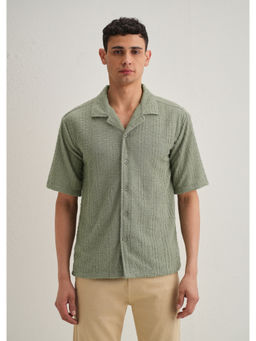 Banana Club - Green Textured Casual Shirt