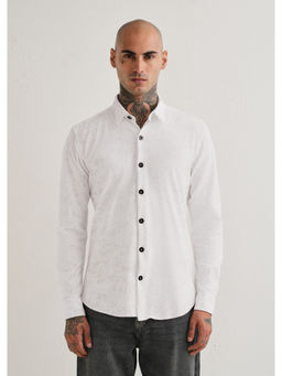 Banana Club - White Textured Casual Shirt