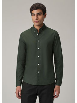 Banana Club - Green Solid Plain Casual Shirt