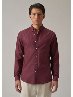 Banana Club - Maroon Solid Plain Casual Shirt