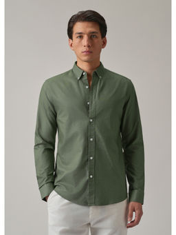 Banana Club - Green Solid Plain Casual Shirt