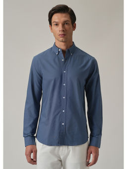Banana Club - Blue Solid Plain Casual Shirt