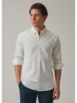 Banana Club - White Solid Plain Casual Shirt