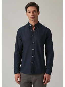 Banana Club - Navy Blue Solid Plain Casual Shirt