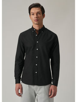 Banana Club - Black Solid Plain Casual Shirt