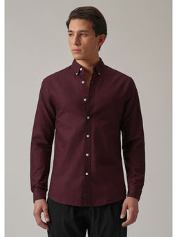 Banana Club - Wine Solid Plain Casual Shirt