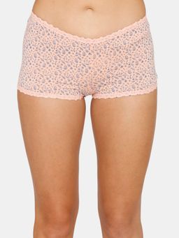 Zivame - Low Rise Full Coverage Boyshort Panty - Gardenprint Peach Pearl