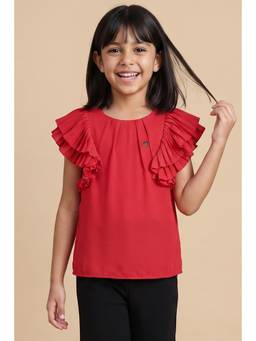 Allen Solly - Girls Red Solid Casual Top