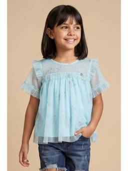 Allen Solly - Girls Blue Printed Casual Top
