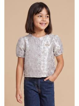 Allen Solly - Girls Light Grey Solid Party Top