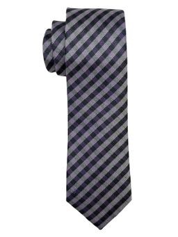 The Tie Hub - Grey & Purple Checkered Silk Tie